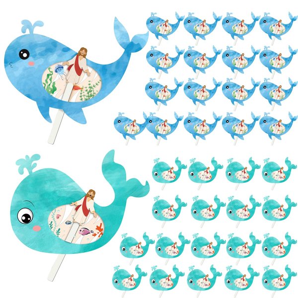 Suzile 48 Pcs Sunday School Crafts Color Your Own Jonah and The Whale Craft Kit Religious Bible Crafts for Kids Ages 4-8 for Preschooler Boys Girls Fun Christian Party Favor Home Activities