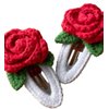 Atelier PG Handmade Crochet Hair Clips, Colorful Cotton Hair Clips (Red Rose)