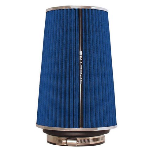 Spectre Universal Clamp-On Air Filter: High Performance, Washable Filter: Round Tapered; 3 in/3.5 in/4 in Flange ID; 8.75 in (222 mm) Height; 6 in (152 mm) Base; 4.75 in (121 mm) Top, SPE-9736, Blue