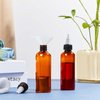 Barydat 12 Pcs Twist Top Applicator Bottle Refillable Squeeze Empty Plastic Bottles, Multi Purpose Round Hair Oil Applicator with Open Close Nozzle and 2 Funnels for Shampoo Lotion (Amber,3.5 oz)