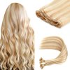 ABH AMAZINGBEAUTY HAIR Hand Tied Weft Hair Extensions Human Hair Highlighted Sew in Hair Extensions Remy Human Hair Weft Extensions Platinum Dark With Dirty Blonde Highlights P12-60, 50 Gram, 18 Inch