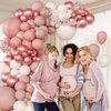 147pcs Boho Dusty Pink Balloon Garland Arch Kit, Dusty Rose Blush Pink Sand White Balloons for Wedding Bridal Birthday Girl Boho Baby Shower Party Decorations