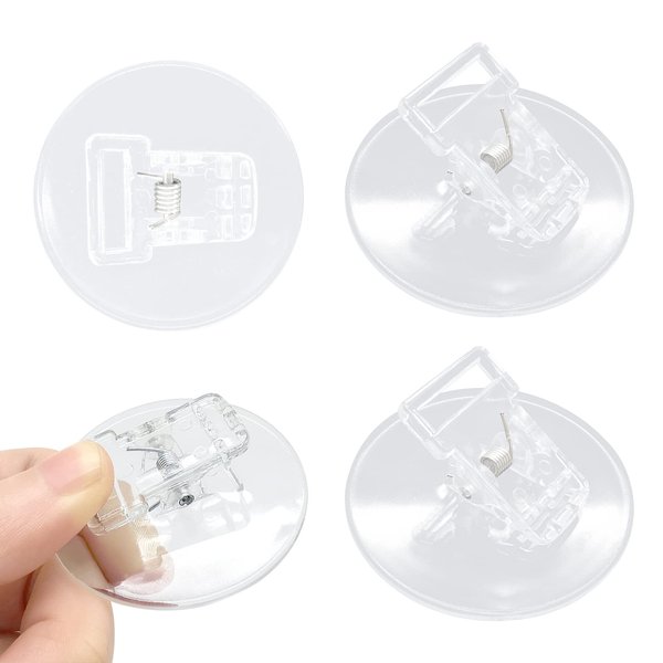 4 Pack Shower Curtain Clips, Windproof Shower Splash Guard，Self Adhesive Shower Curtain Holder for Inside Shower Splash Water Wall,Clear