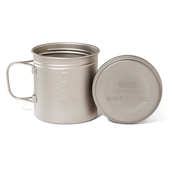 Vargo BOT - 700 | Titanium Cooking Pot and Water Bottle with Foldable Handles and Watertight Lid | 700ml (23 oz.) Durable & Lightweight Model T-466