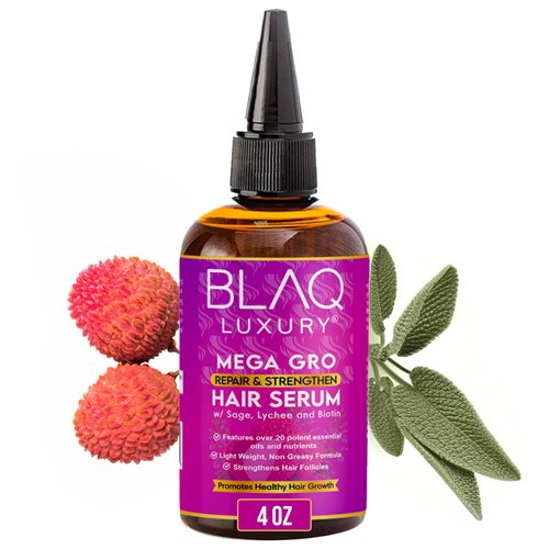 Blaq Luxury Hair Growth Oil - Dry Scalp Treatment For Dry Itchy Scalp With Biotin for Repair & Strengthening, Hair Serum for Frizzy and Damaged Hair, Split End Treatment for Women, 4oz (2 Pack)