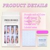 Press on Nails Long Coffin MABKJLF Spring French Fake Nails Full Cover False Nails with Flower and Leaves Designs Glossy False Nails with Nail Glue Artificial Acrylic Nails for Women Girls 24 Pcs