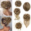 FORCUTEU 5 PCS Messy Bun Hair Pieces Tousled Updo Hair Messy Curly Bun Hair Extension Ponytail Scrunchies Hairpiece with Elastic Band Accessories Set for Women Girls (Reddish Brown mix Natural Blonde)