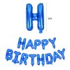 TONIFUL Blue Happy Birthday Balloons 16 Inch Mylar Foil Letters Birthday Sign Banner Balloon Bunting Reusable for Girls Boys Kids & Adults Birthday Decorations and Party Supplies
