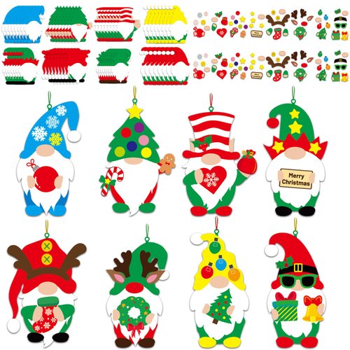 Qyeahkj 40 Sets Christmas DIY Art Crafts Kits Christmas Gnome Ornaments Xmas Stickers Arts and Crafts Bulk for Kids Winter Holiday Xmas Theme Classroom Activities Party Decorations