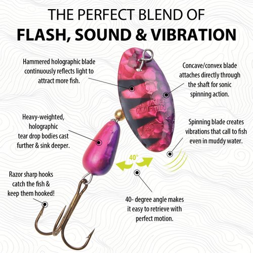 Panther Martin PMHMH_9_HCT Holy Hammered Spinner Fishing Lure, Coral Tiger - 9 (3/8 oz)