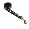 Small Black Reflective Skull Dog Leash: 3/4" wide, 4ft length - Made in USA.