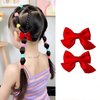 100Pcs Multicolor Elastic Hair Ties and 2 Pcs Red Bow Hair Clip, Baby Hair Ties No Damage Small Hair Ponytail Holder,1.0inch Mini Rubber Bands Accessories for Girls Kids Women