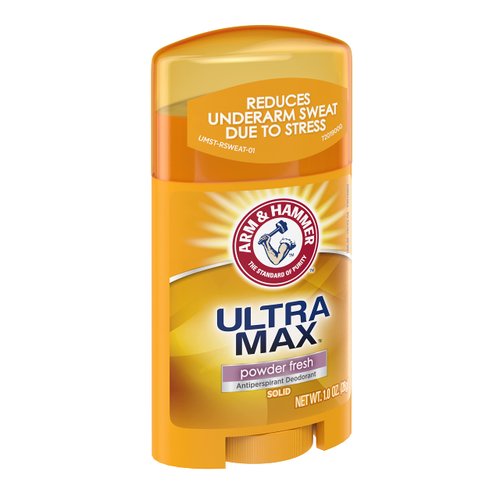 Arm & Hammer Ultra Max Solid Antiperspirant Deodorant, Powder Fresh, 1 Ounce Travel Size (Pack of 10)