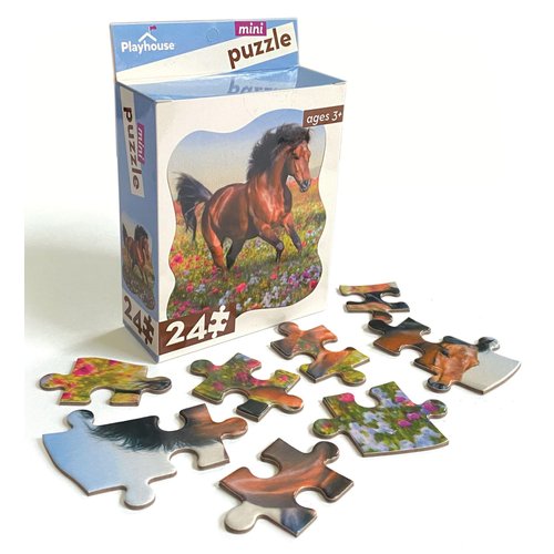 Playhouse Handsome Horse 24-Piece Die-Cut Shaped Mini Puzzle for Kids