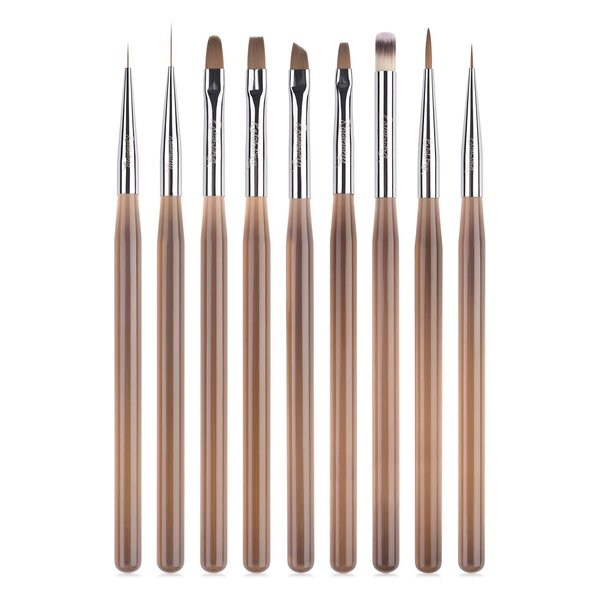 Rolabling 9pcs Nail Art Brush Set Nail Dotting Tools Nail Art Design Brushes Gel Polish Nail Polish Brushes 3D Nail Art Decorations Brush Nail Art Drawing Painting Brushes Manicure Nail Art Tool Set