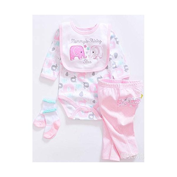 4 Pieces Reborn Doll Baby Girl Clothing for 20-23 Inches Reborn Baby Dolls Clothes Set for Handmade Cotton