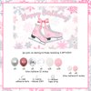Balterever Ice Skating Birthday Party Decorations for Girs Pink Skating Theme Birthday Decorations with Ice Skating Happy Birthday Backdrop for Winter Snow Birthday Ice Skating Birthday Party Supplies