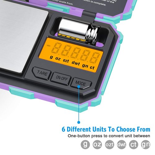 (Upgradaed) AMIR Digital Mini Scale, 200g /0.01g Pocket Scale, 50g Calibration Weight, Electronic Smart Scale, 6 Units, LCD Backlit Display, Tare, Auto Off, Stainless Steel (Battery Included)