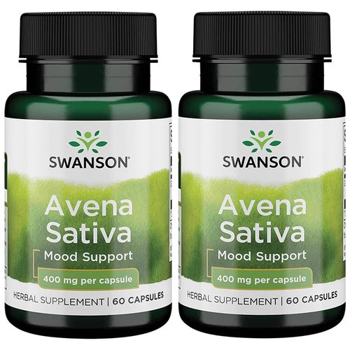 Swanson Full Spectrum Avena Sativa (Green Oat Grass) - Herbal Supplement Promoting Nervous System Health - Natural Formula Supporting Overall Wellness - (60 Capsules, 400mg Each) 2 Pack