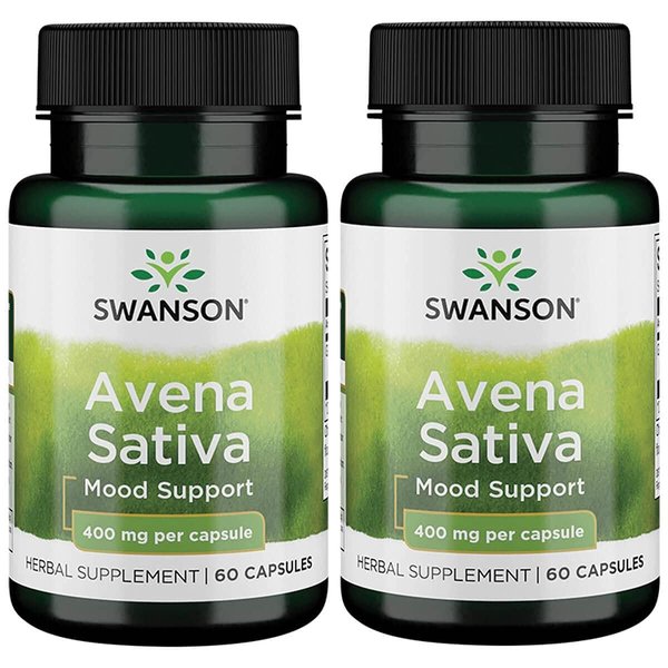 Swanson Full Spectrum Avena Sativa (Green Oat Grass) - Herbal Supplement Promoting Nervous System Health - Natural Formula Supporting Overall Wellness - (60 Capsules, 400mg Each) 2 Pack