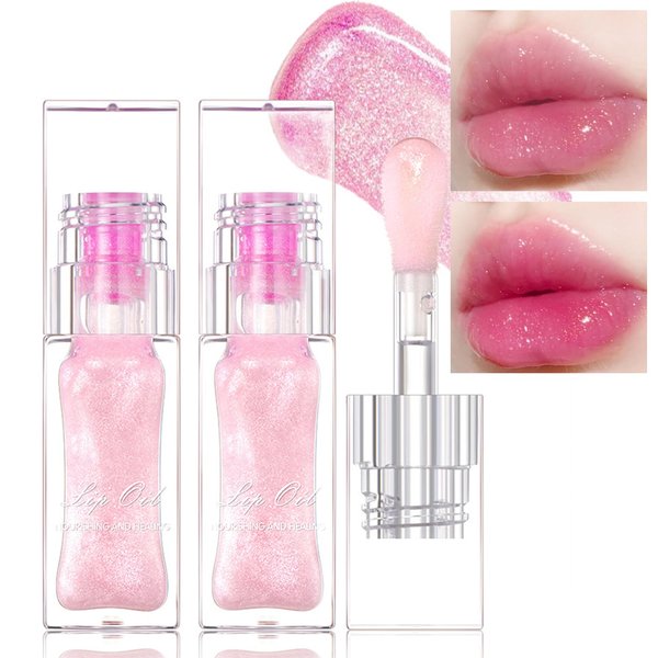 LemonSac 2PCS Color Changing Lip Oil, Magic Color Changing Lip Oil V2, Lip Oil Cosmetics,Warm Change Moisturizing Lip Gloss, Conversion Lip Glow Oil Non-Sticky Primer Lip Tint