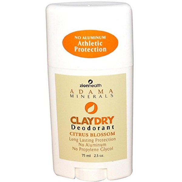 Zion Health 2 Pack Adama Claydry Natural Deodorant 2.5oz Citrus Blossom Solid