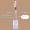BITNBITH Ceramic Nail Drill Bit 3/32”Professional Safety Acrylic Nail File Drill Bit for Cuticle Dead Skin Remover, Cone Flame Drill Bit for Nail Gel Polishing, Manicure Pedicure Pink,Medium
