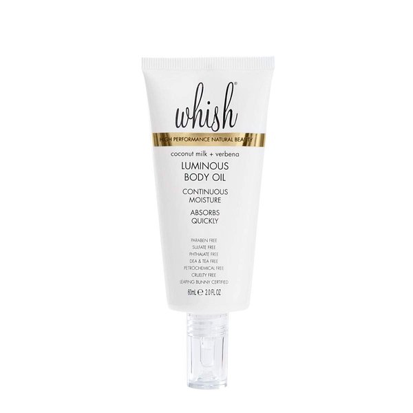 Whish Coconut Milk + Verbena Luminous Body Oil - Moisturizing Scented Body Oil with Peptides & Jojoba Oil - Quick-Drying - Soothes & Firms Skin - Paraben & Sulfate Free - 2 fl oz