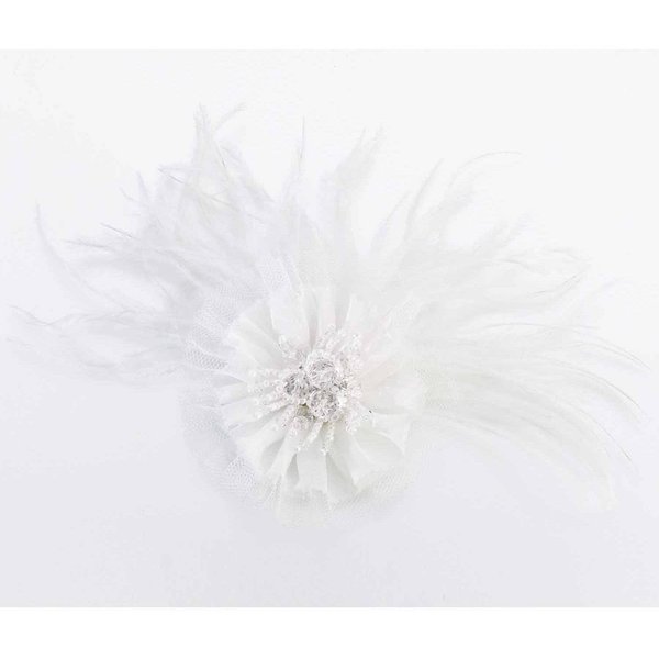 Lillian Rose 6" White 6" Marabou Feather Hair Clip