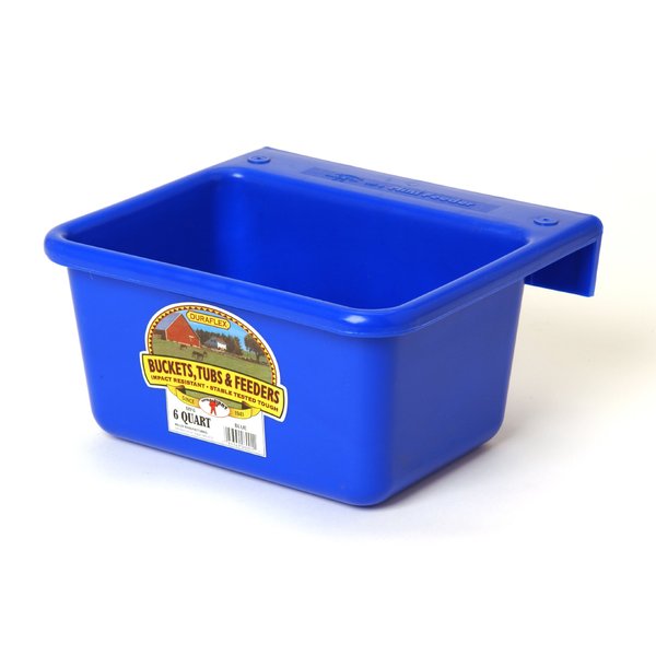 Little Giant® Plastic Mini Feeder | Fence Feeder | Goat Feeder | Durable & Mountable Bucket for Livestock | Made in USA | 6 Quart | Blue