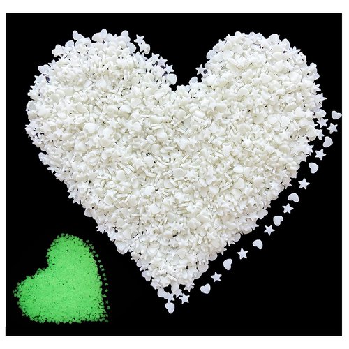 EHOPE Luminous Polymer Slices Clay Slices DIY Nail Art Slices Fake Sprinkles Clay Sprinkles Fake Cake Dessert Toy Phone Case Decoration Arts Crafts(Pentagram+Heart-40G)