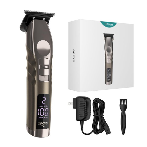 opove T6 Professional Hair Trimmer for Extremely Close Trimming, Clean and Crisp Lines, 3H Runtime for Barbers, T-Blade Cordless Detailer Trimmer for Men, Edges and Beard Trimming (Agate Gray)