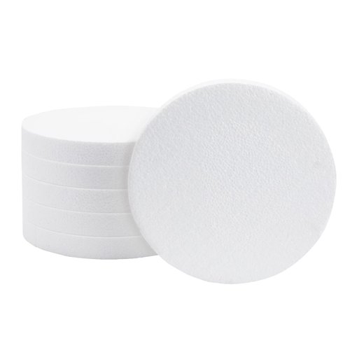 Juvale 8 Inch Foam Circles for Crafts, 1 Inch Thick Round Polystyrene Discs for DIY Projects (White, 6 Pack)