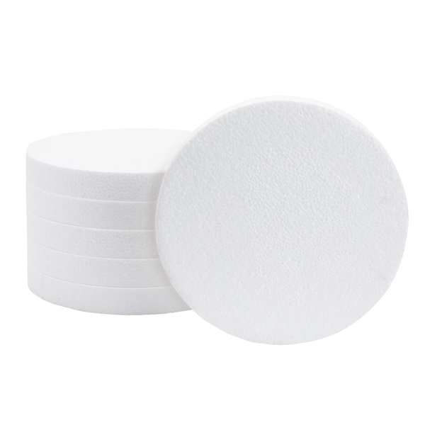 Juvale 8 Inch Foam Circles for Crafts, 1 Inch Thick Round Polystyrene Discs for DIY Projects (White, 6 Pack)