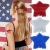 3Pcs Star Hair Claw Clips Glitter Red White Blue USA Patriotic Nonslip Hair Clips Sparkling Cute Star Hairpin Hair Claw Barrettes Hair Accessories for Women Girls Independence Day Daily Hair Styling