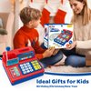 Pretend Play Calculator Cash Register Toy Gift for Kids Age 3, 4, 5, 6, 7, 8+ Year Old, 73 Pcs Grocery Store Playset with Microphone, Credit Card, Play Cash Register for Toddlers Kids 4-8