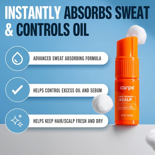 Carpe Sweat Absorbing Scalp Powder - A Residue Free, Non Aerosol Dry Shampoo for Women & Men - Oily Hair Treatment - Use Between Washes - Dry Shampoo For Dark Hair and All Other Hair Colors