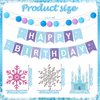 Fanfanwin 5 Pcs Snowflake Happy Birthday Banner Blue Snowflake Banner with Felt Snowflake Castle Decorations Winter Holiday Party Decorations Holiday Banner for Birthday Party Christmas