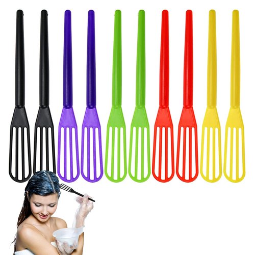 DIYstore 10 PCS Plastic Hair Coloring Mixer,Hair Color Whisks Dye Cream Mixer,Tint Color Cream Colorful Spoon Applicator Hair Bleaching Highlight Tool for Home Barber Shop Salon (Random Color)