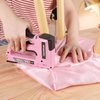 WORKPRO Pink Staple Gun, 6-in-1 Manual Brad Nailer with 4000-Pieces Staples for Fixing Material, Carpentry, Upholstery, Furniture and DIY - Pink Ribbon