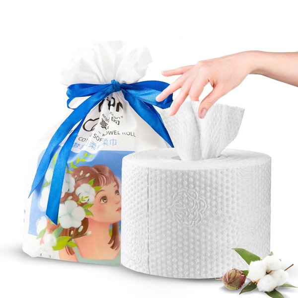 LVLAMMAL Disposable Face Towel 60% Thicker, OEKO-TEX Certified Biodegradable Chemical-Free, 100% Cotton Patented Face Cleansing Wipe Tissues, Deeply Wash Face Daily Towelettes