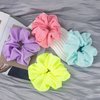 Framendino, 4 Pack Neon Color Scrunchies Hair Scrunchy Hair Elastics Ponytail Holder for Hair 80s Women Girls