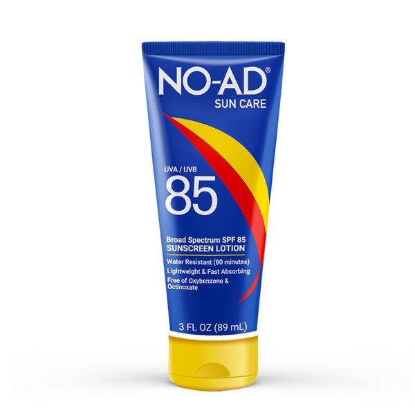 NO-AD SPF 85 Sunscreen Lotion | Broad Spectrum UVA/UVB Protection | Water Resistant | Octinoxate & Oxybenzone Free with moisturizing Vitamin E and Aloe 3oz | Pack of 3
