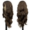 Romantic Angels Brown Wig with Bangs for Women Long Wavy Brown Highlight Wigs Natural Synthetic Wigs for Girls Daily Party Use 26 Inches