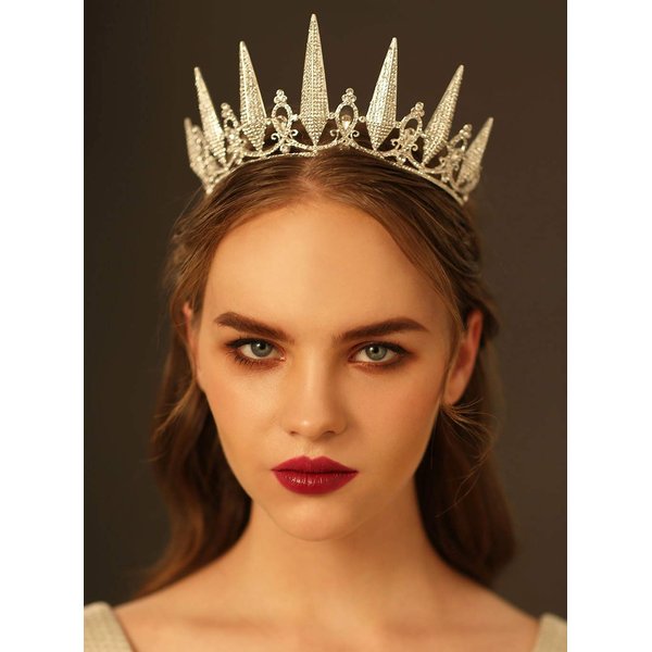 SWEETV Baroque Wedding Tiara for Women, Silver Pageant Tiaras and Crowns, Costume Party Accessories for Birthday Halloween Prom