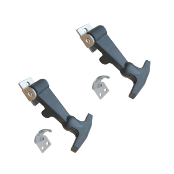 AlphaCraft 2 PCS Medium Elastic Hood Catch Flexible T-Handle Hasp Rubber Draw Latches with Zinc Plated Brackets for Tool Box Vehicle Engine Hood ATV RV Boat