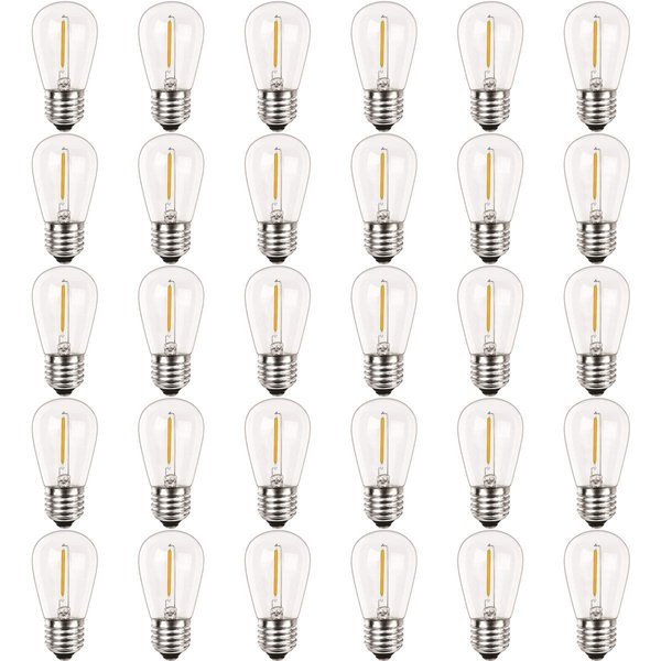 Newhouse Lighting S14LED30P Outdoor Weatherproof 1W (11W Equivalent) Shatter-Resistant S14 LED Replacement String Light Bulbs, Warm White 2700K, Standard E26 Base, Shatterproof, 30-Pack