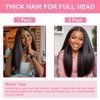Yargel Hair 22 Inch Kinky Straight Clip in Hair Extensions for Black Women Yaki Straight Clip ins Full Head Seamless Synthetic Hair Pieces(2 pack)