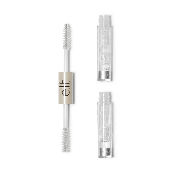 e.l.f. Clear Brow & Lash Mascara, Dual-Sided Clear Brow Gel & Mascara For Groomed Brows & Lashes, :Long-wear Formula, Vegan & Cruelty-Free,0.084 Fl Oz