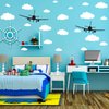 31pc Cloud Wall Stickers and 2pc Black Airplanes Decor Wall Decals for Nursery Kids Room Decor, CUNYA Vinyl Removable Clouds Wall Art Stickers Home Decoration (Mix Size 4-10 inch)